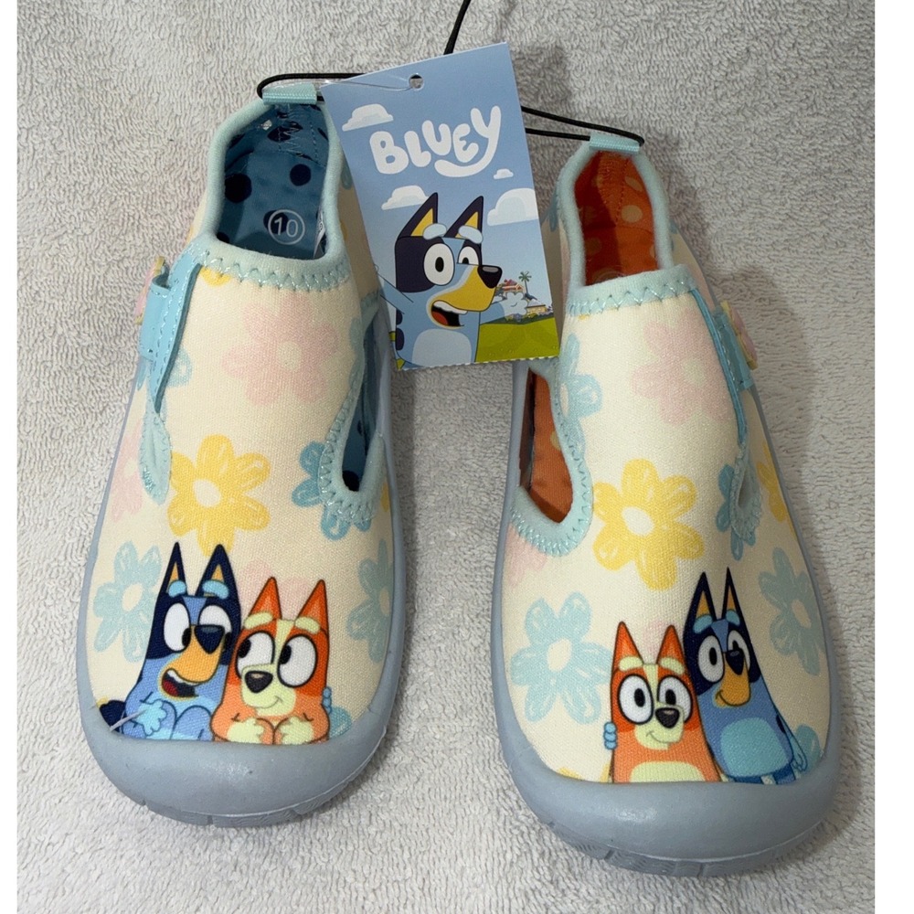 Bluey Bingo Water Shoes Floral Mary Jane Slip On Size 10 GroundUp NWT